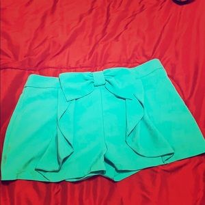 Turquoise bow shorts
